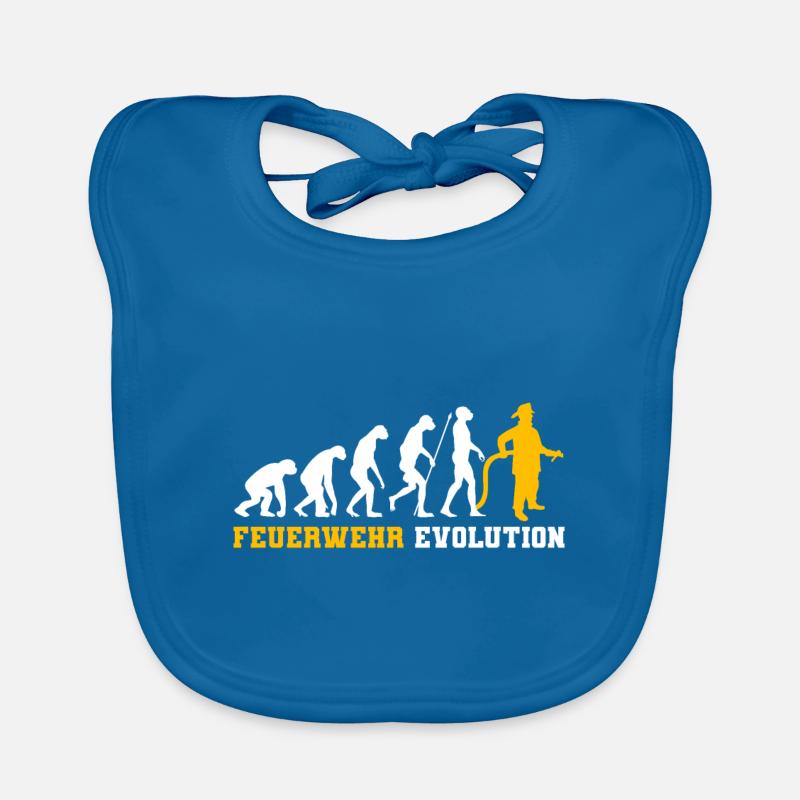 Feuerwehr Evolution Geschenk - Baby Bio-Lätzchen - Pfauenblau