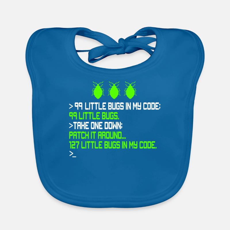 99 Little Bugs in My Code Kodierung Debugging Funn - Baby Bio-Lätzchen - Pfauenblau
