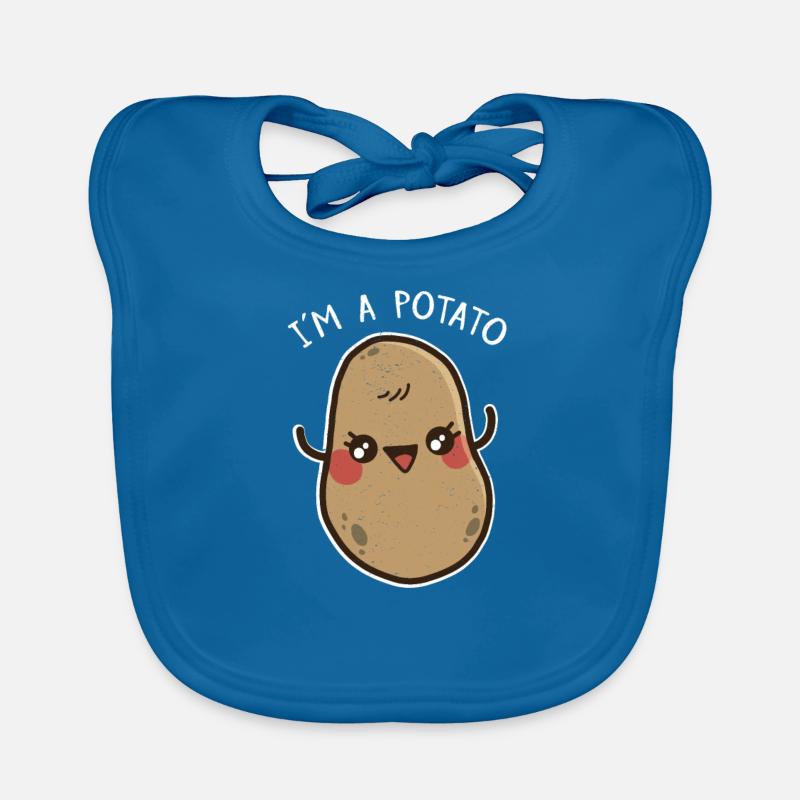 Je suis une pomme de terre - Bavoir bio Bébé - bleu paon
