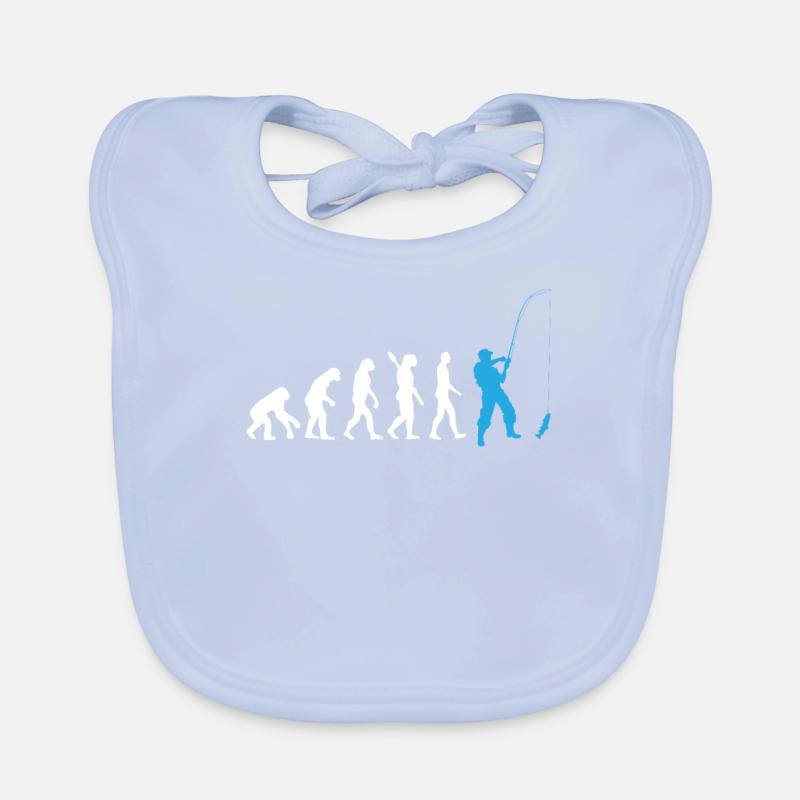 Angeln - Evolution des Menschen / Darwin / Blau Baby Bio-Lätzchen