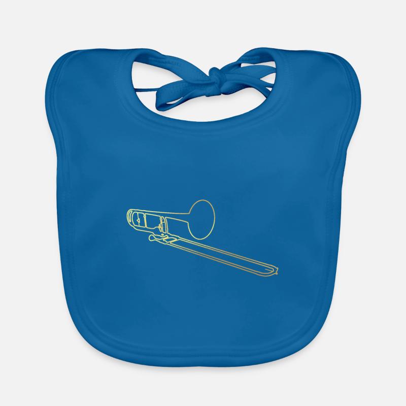 Trombone trombone - Bavoir bio Bébé - bleu paon