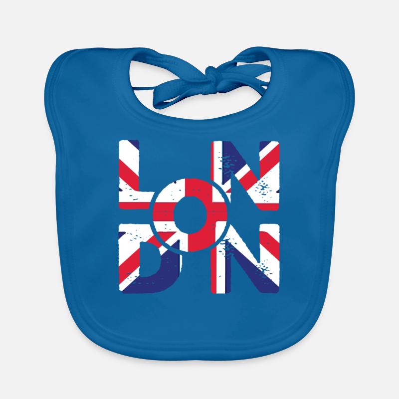 Souvenir de Londres - drapeau britannique Londres - Bavoir bio Bébé - bleu paon