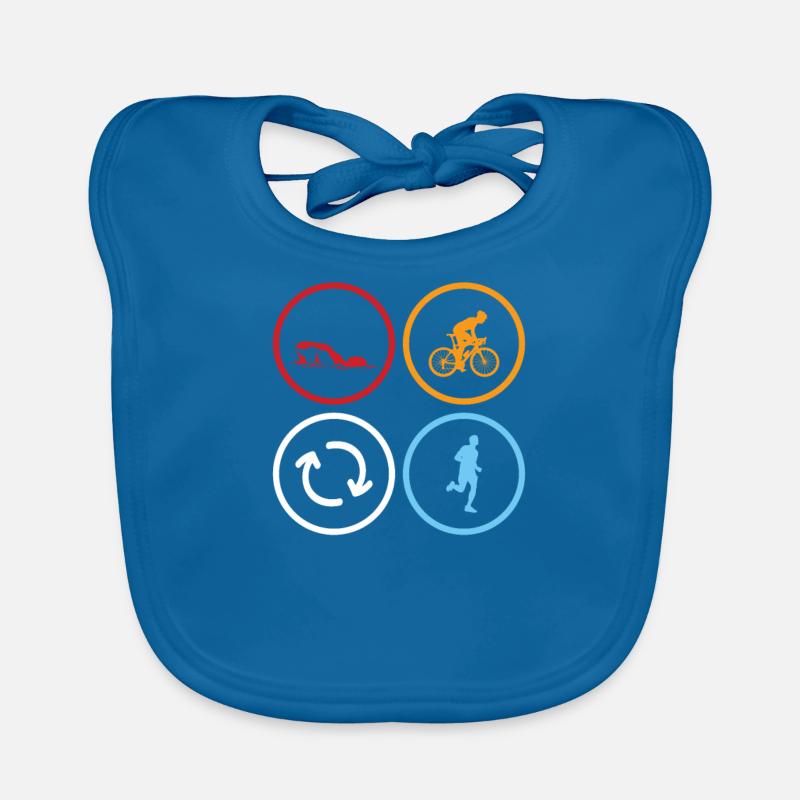 Triathlon Triathlet Geschenk Geschenkidee - Baby Bio-Lätzchen - Pfauenblau