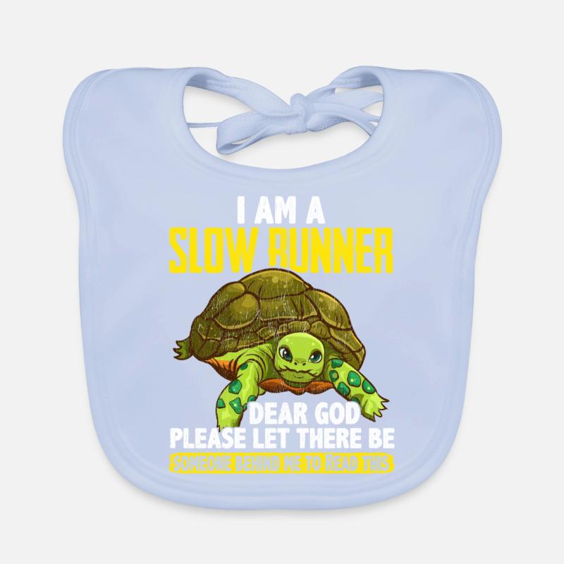 Ich bin ein langsamer Läufer Lustiger Schildkrötenlaufwitz Baby Bio-Lätzchen