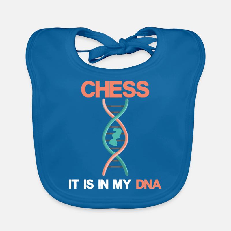 Jeu d'échecs Jeu d'échecs Échiquier Checkerboard Checkmate - Bavoir bio Bébé - bleu paon