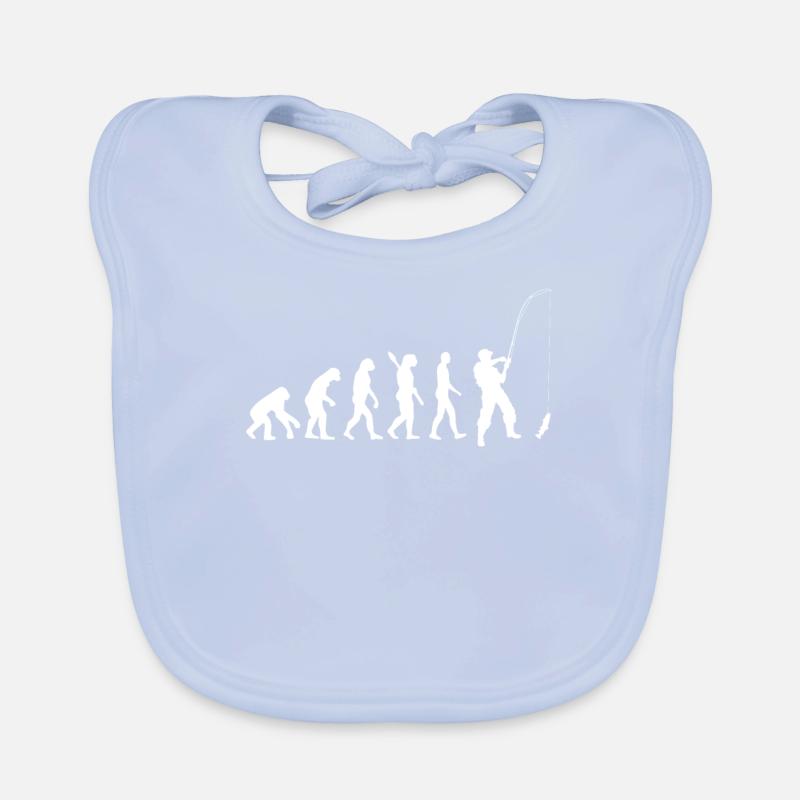 Angeln - Evolution des Menschen / Darwin / weiß Baby Bio-Lätzchen