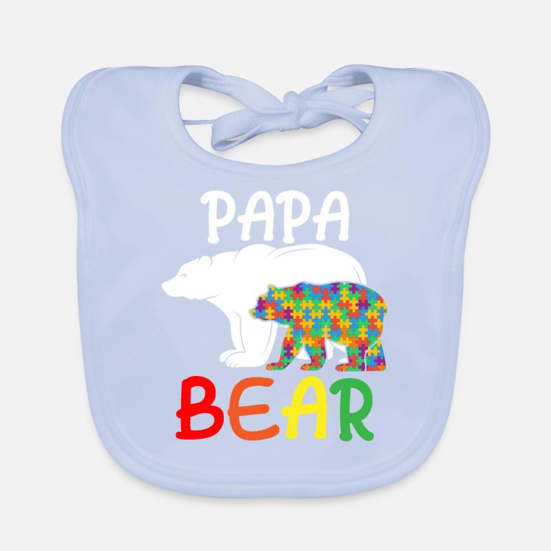Papa Bear - Unique Autism Support Autistic Father Organic Baby Bibs