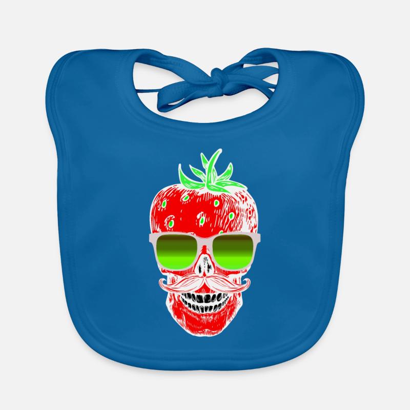 Sommer Hipster Skull Erdbeere mit Sonnenbrille Baby Bio-Lätzchen