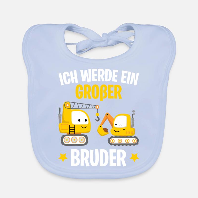 Endlich Großer Bruder 2020 Bagger Baby Bio-Lätzchen