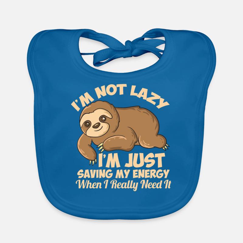 Lazy Sloth I'm Not Lazy Funny Sloth Organic Baby Bibs