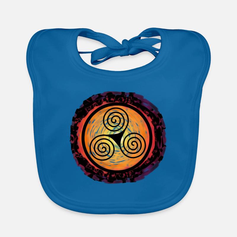 Coucher de soleil Triskele Normads Odin Celtic Thor - Bavoir bio Bébé - bleu paon