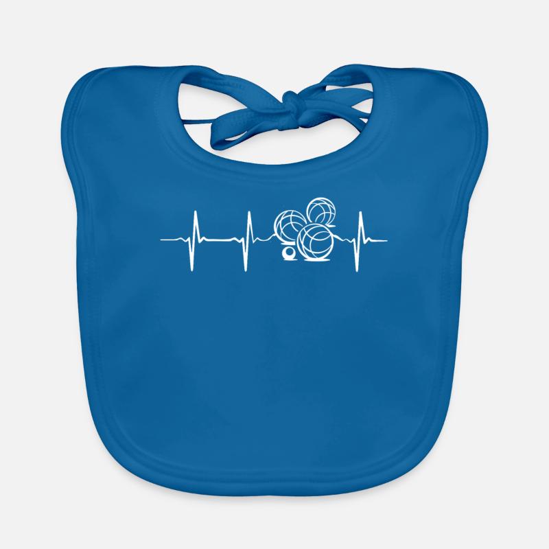 Fréquence du rythme cardiaque ECG Heartbeat Boule - Bavoir bio Bébé - bleu paon