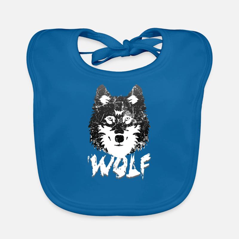 Loup - Bavoir bio Bébé - bleu paon