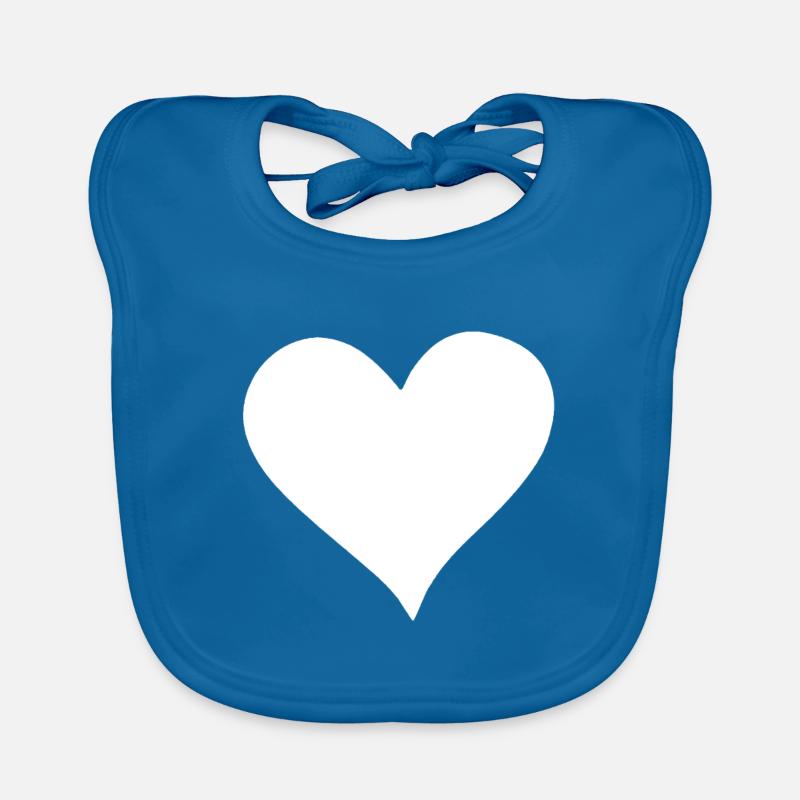 cœur - Bavoir bio Bébé - bleu paon