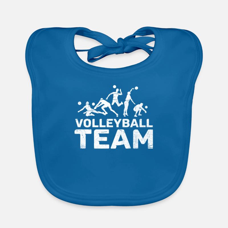 Équipe de volley - Bavoir bio Bébé - bleu paon
