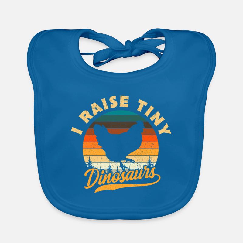 I Raise Tiny Dinosaurs Funny Chicken Gift - Bavoir bio Bébé - bleu paon