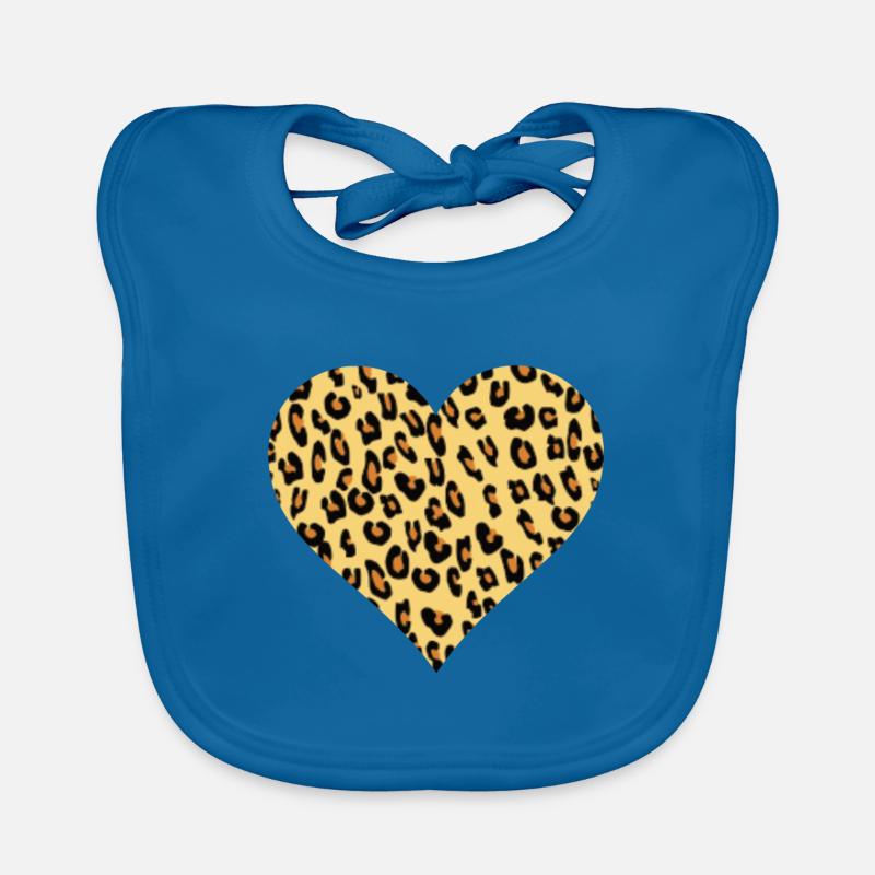 Leopard leopard fan leopard pattern heart - Organic Baby Bibs - peacock-blue