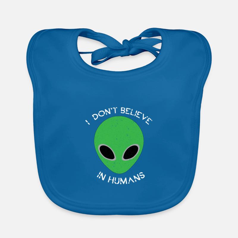 Alien Aliens Alien Ufo - Bavoir bio Bébé - bleu paon