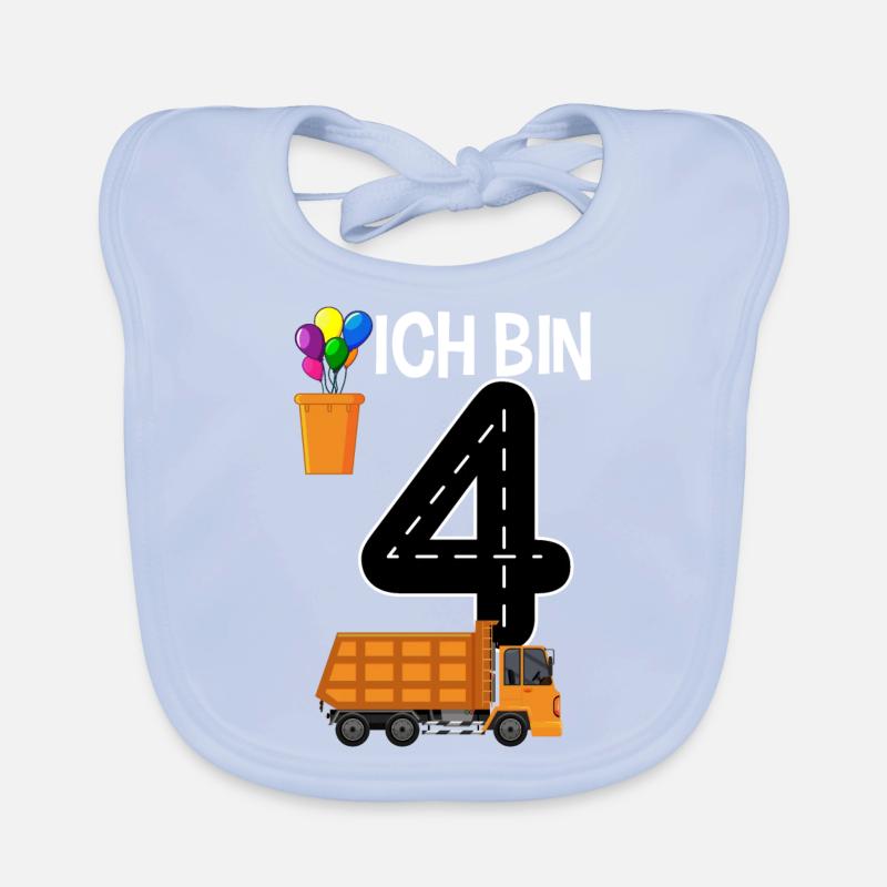 4. Geburtstag Müllabfuhr Müllauto Müllmann Baby Bio-Lätzchen