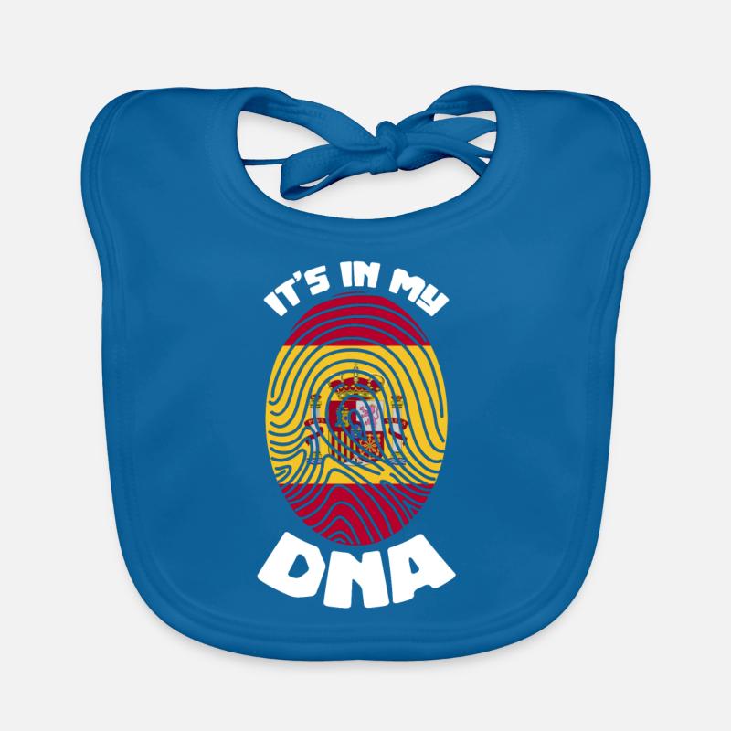 Drapeau espagnol espagnol espagnol ADN espagnol - Bavoir bio Bébé - bleu paon
