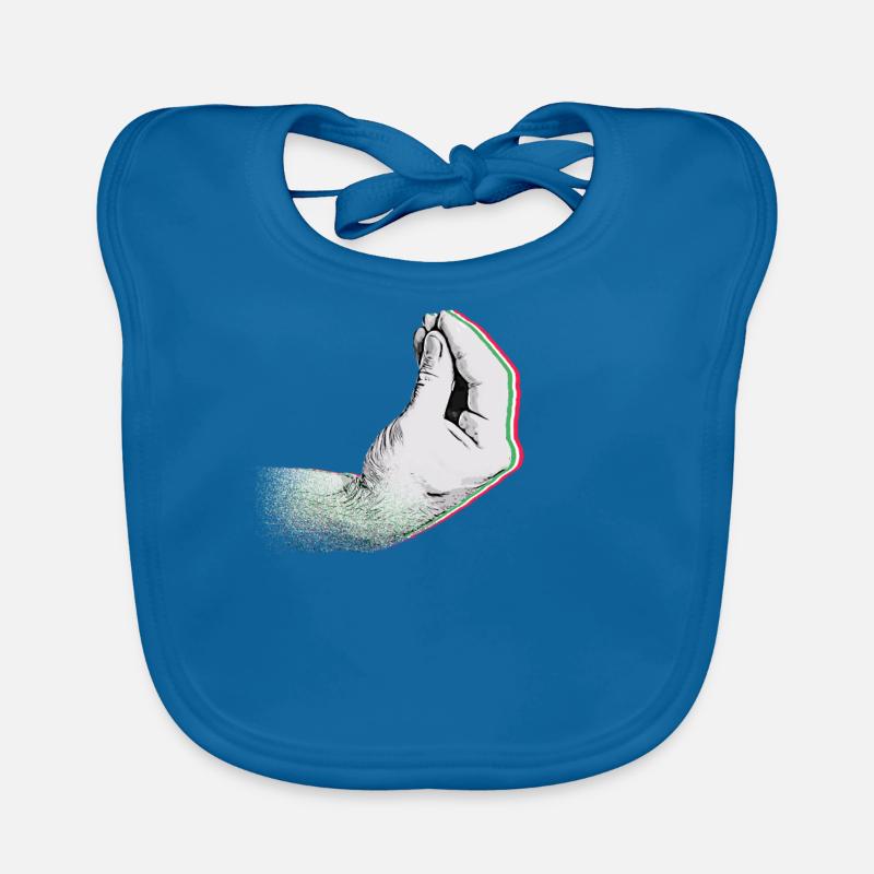 Drapeau italien avec capisci de geste de la main typique? - Bavoir bio Bébé - bleu paon