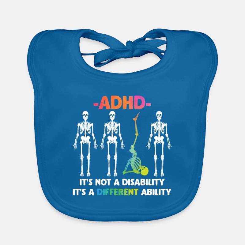 ADHD No disability special abilities - Organic Baby Bibs - peacock-blue