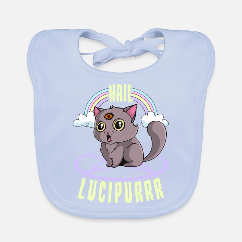 Cute Satanic Hail Lucipurr Rainbow Kitty Goth Organic Baby Bibs