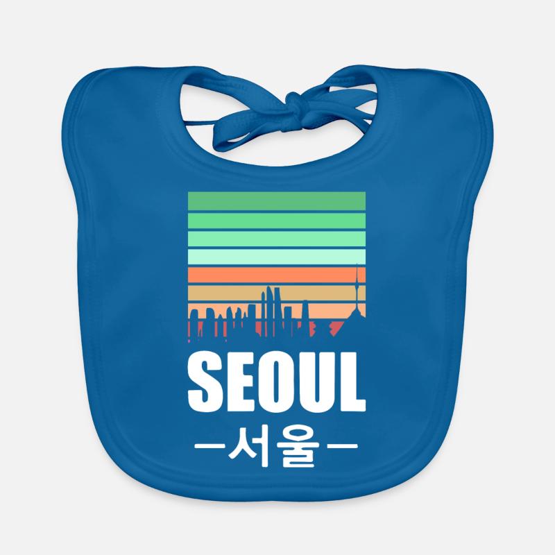Corée du Sud Séoul Corée Corée Kpop Asie Vacances - Bavoir bio Bébé - bleu paon