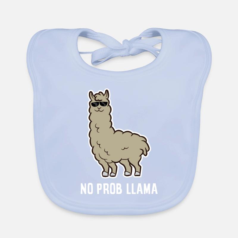 Llama Gift No Probllama Llama With Sunglasses Organic Baby Bibs