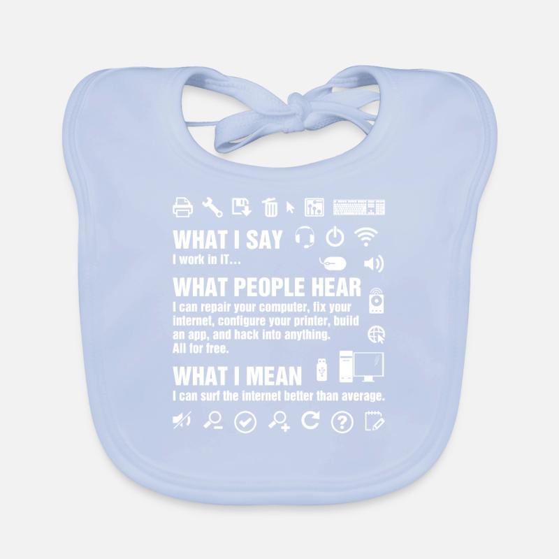 Ich arbeite in der IT Lustiger Computer Whisperer Geek IT Prof. Baby Bio-Lätzchen