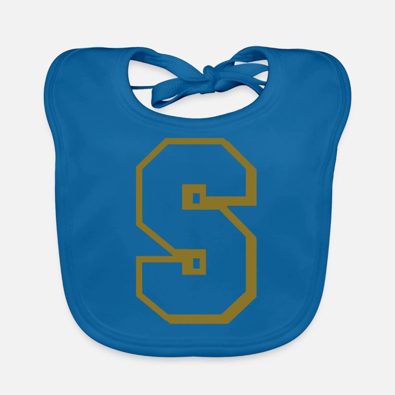 S - lettre - Bavoir bio Bébé - bleu paon