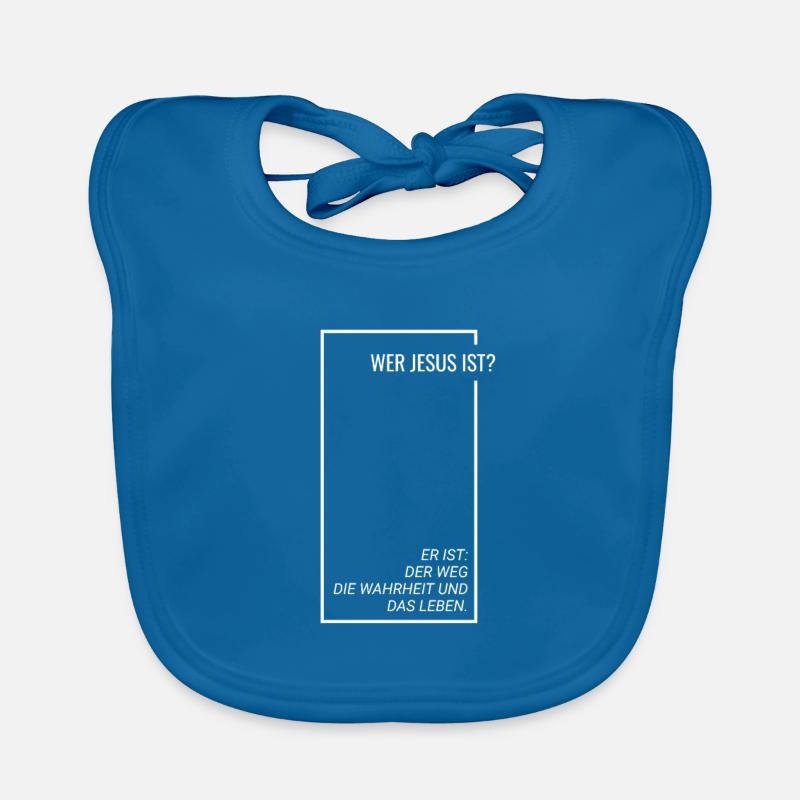 Wer Jesus ist ? - Baby Bio-Lätzchen - Pfauenblau