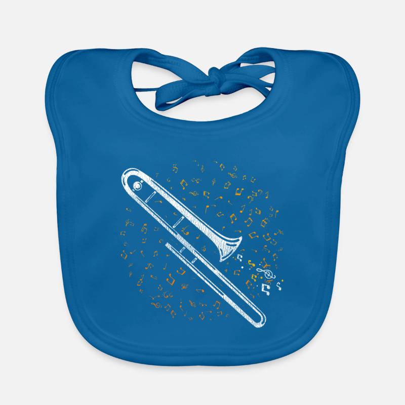 Trombone trombone - Bavoir bio Bébé - bleu paon