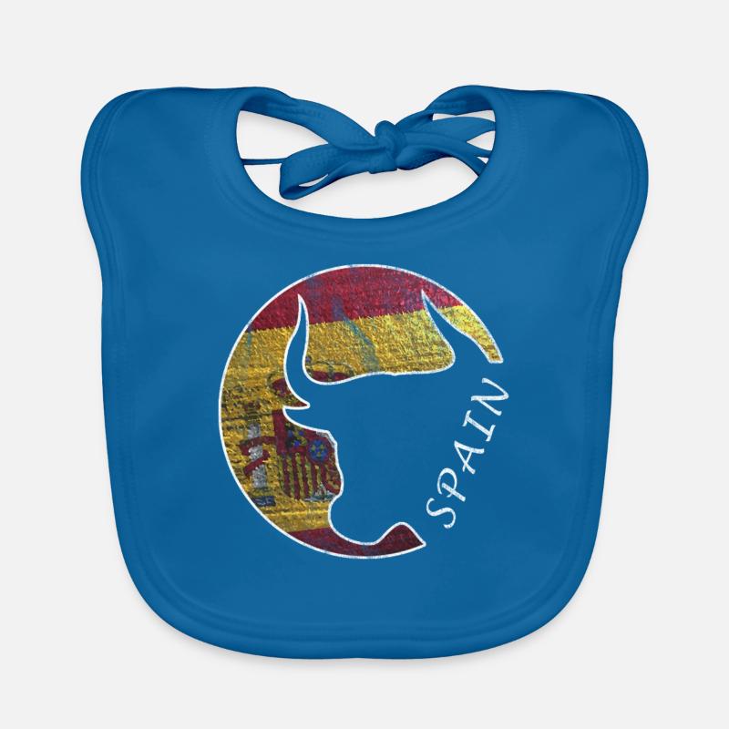 Spanien Flagge, Stierkampf, Spanisch, Spanier - Baby Bio-Lätzchen - Pfauenblau