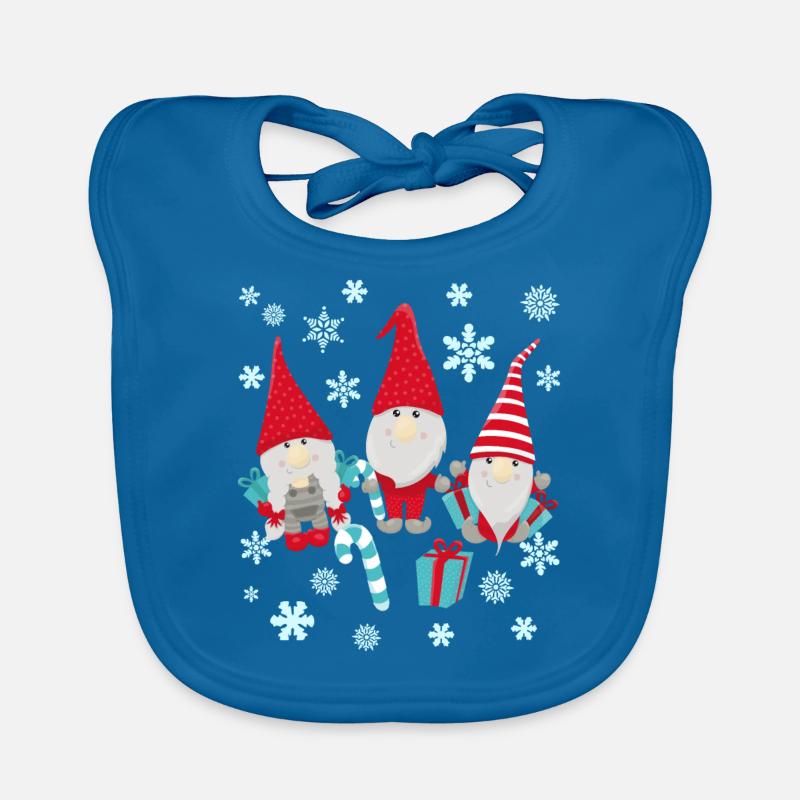Idée de cadeau de Noël mignon gnomes - Bavoir bio Bébé - bleu paon
