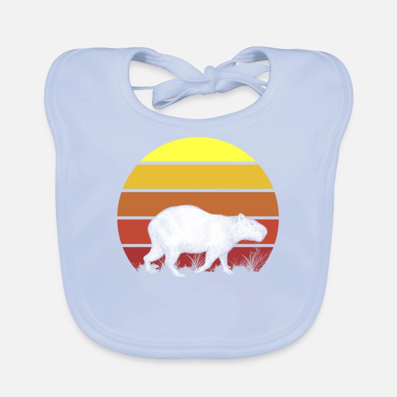 Retro Capybara Vintage Sunset Realistic Design Organic Baby Bibs