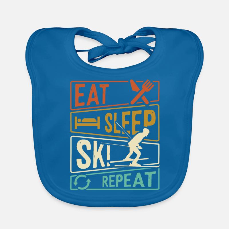 Eat Sleep Ski Repeat - Skifahrer Baby Bio-Lätzchen
