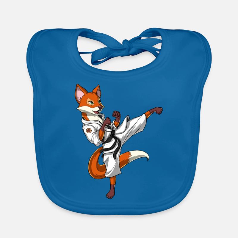 Karaté fox - Bavoir bio Bébé - bleu paon