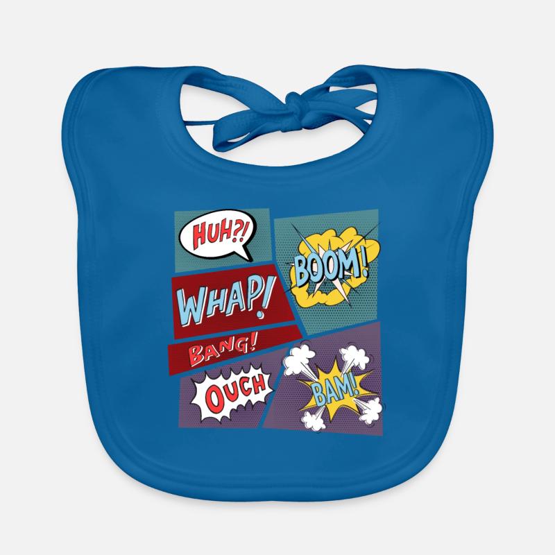 Comic Superhelden Comicbücher Kinder Geschenk - Baby Bio-Lätzchen - Pfauenblau