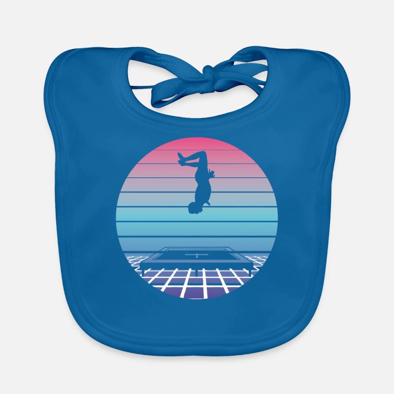 Trampolin Springen Sprung Vaporwave Retro Geschenk - Baby Bio-Lätzchen - Pfauenblau