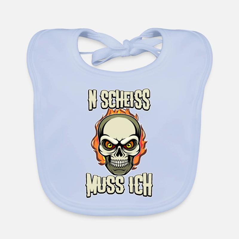 N Scheiss muss ich Design Totenkopf Baby Bio-Lätzchen