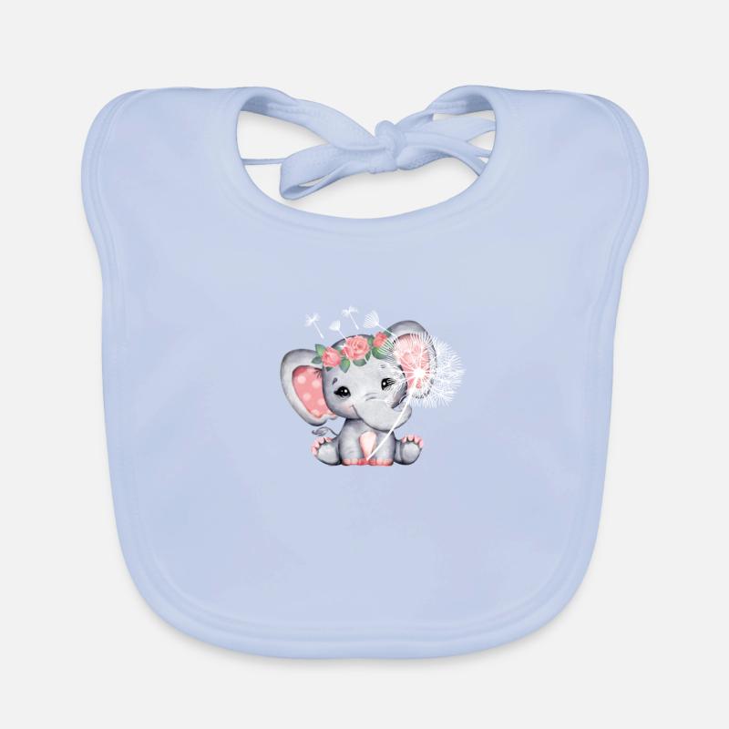 Elefant Mädchen mit Blume Baby Bio-Lätzchen