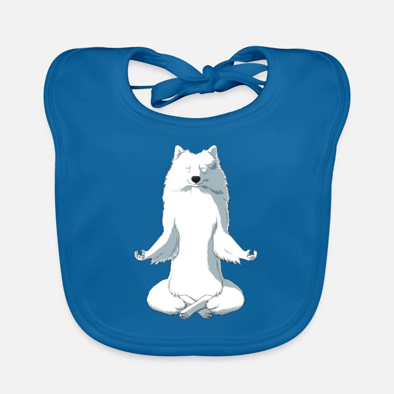 Meditierender JapanSpitz Hund Baby Bio-Lätzchen