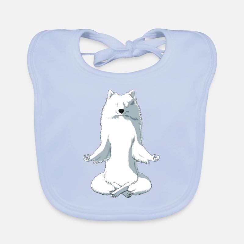 Meditating Japanese Spitz Dog Organic Baby Bibs