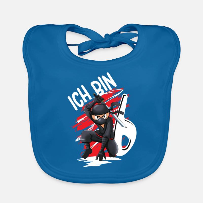 6. Geburtstag Junge Ninja Ich bin 6 - Baby Bio-Lätzchen - Pfauenblau