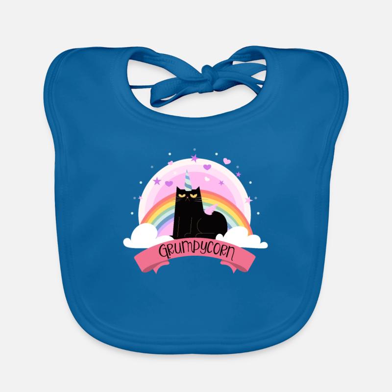 Grumpycorn Grumpy Licorne Chat - Bavoir bio Bébé - bleu paon
