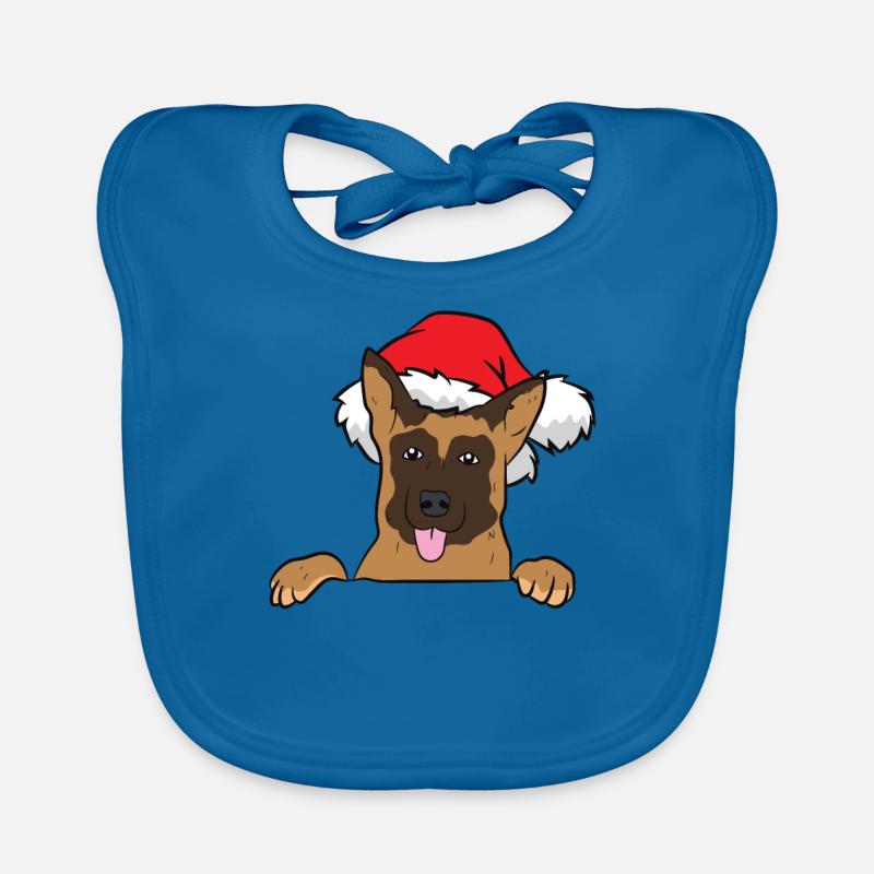 German Shepherd With Santa Hat German Shepherd Organic Baby Bibs
