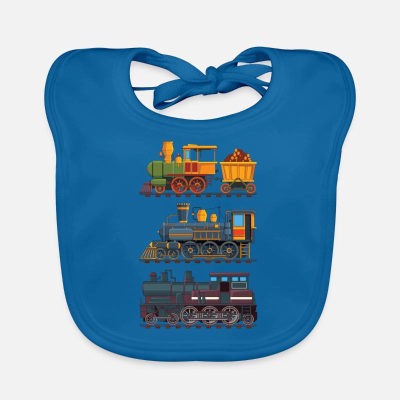train - Bavoir bio Bébé - bleu paon