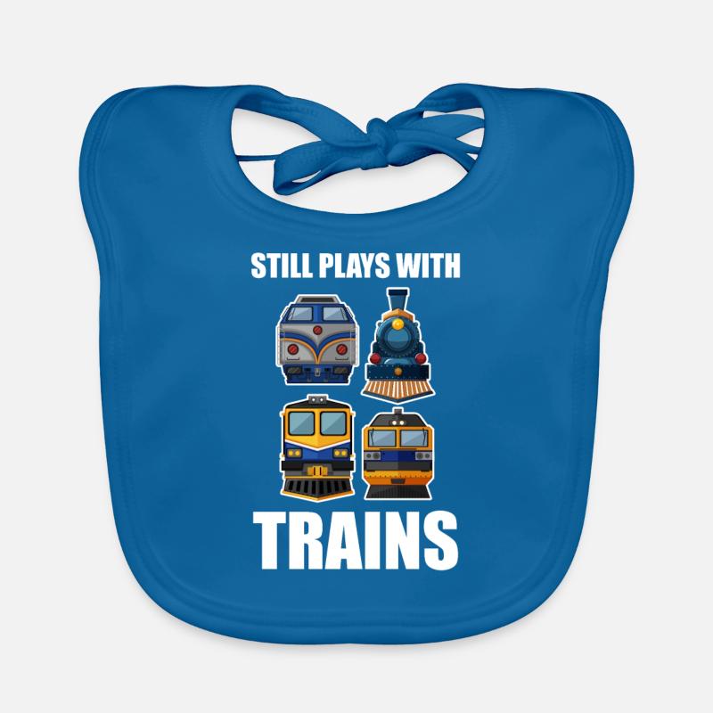 train - Bavoir bio Bébé - bleu paon