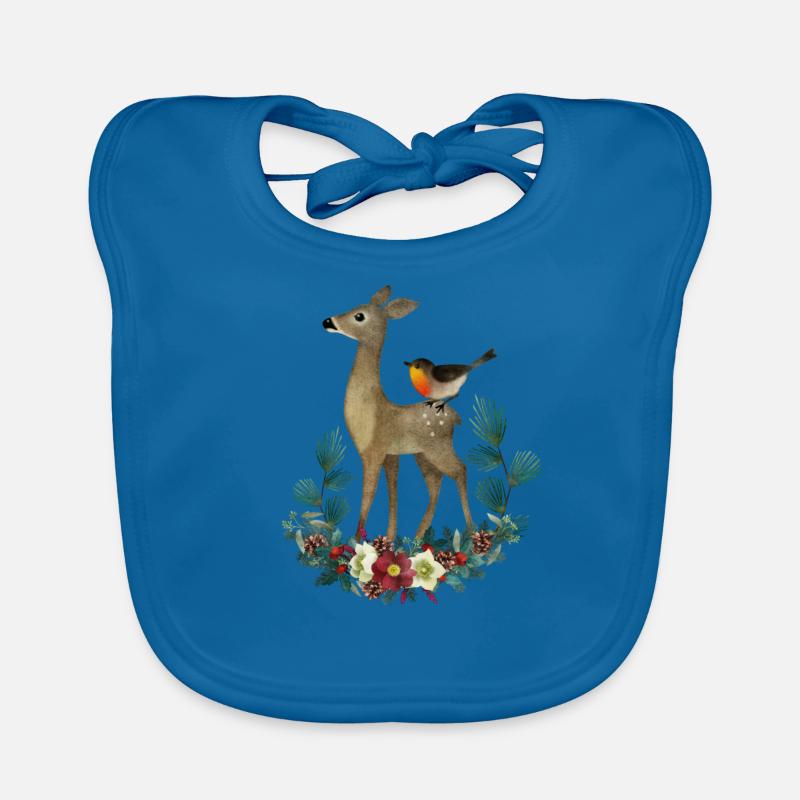Deer forest motif Organic Baby Bibs